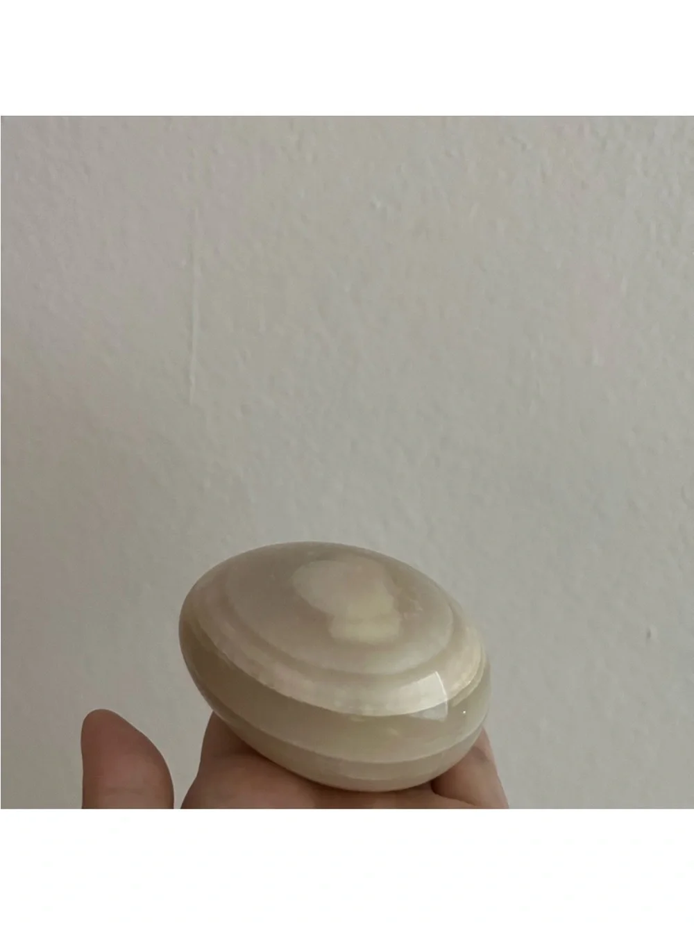 Polished White Onyx Egg Sculpture